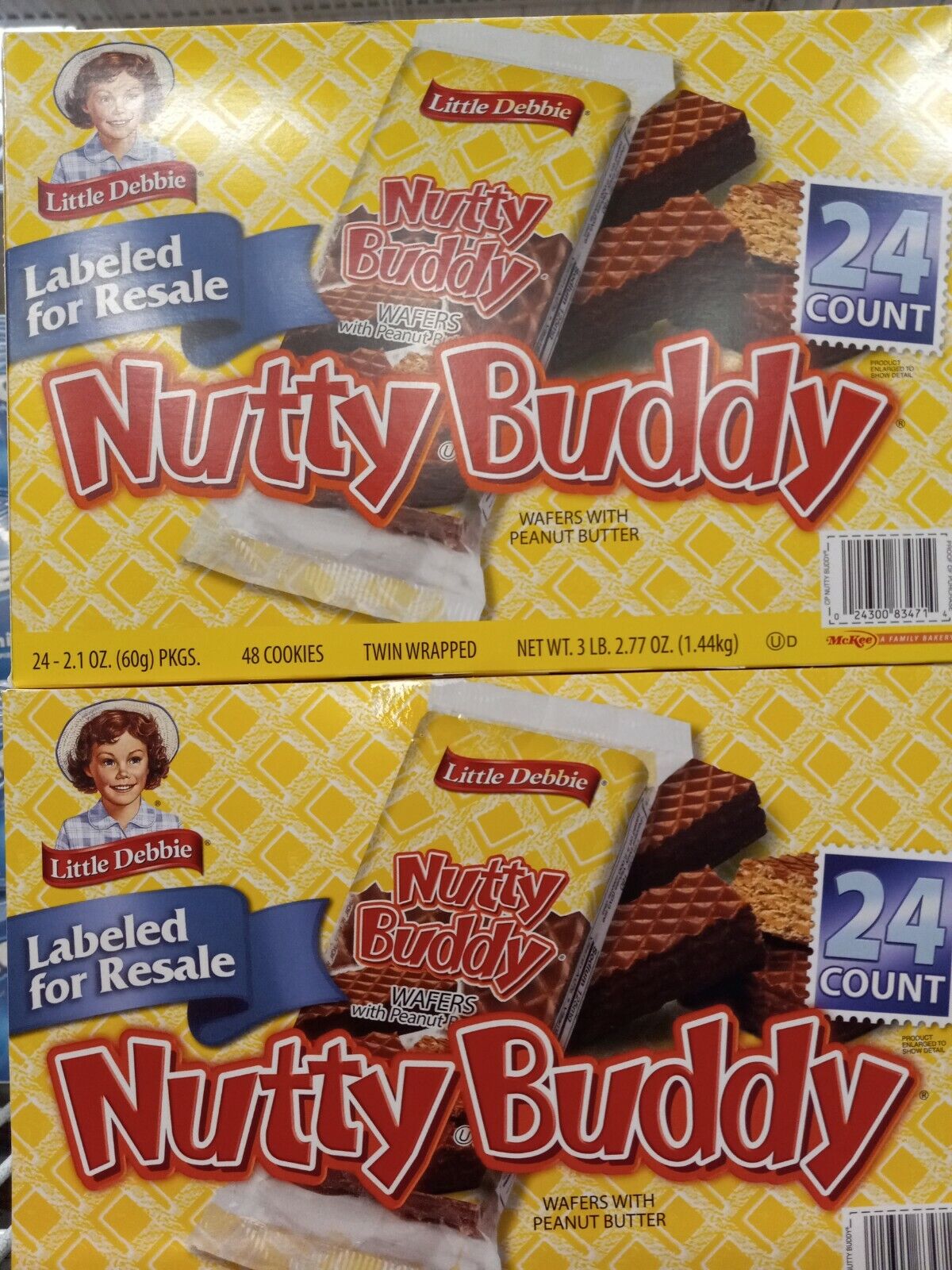 X 2 Boxes!!. Little Debbie Nutty Buddy Wafer Chocolate Peanut Butter 24ct  Each